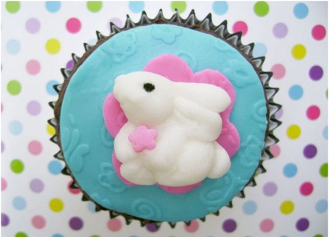 Turquoise and Fuchsia Fondant Easter Bunny Cupcake Toppers