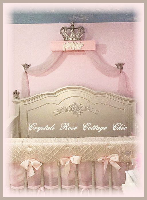 French Champagne Bed Crown Shabby Pink Teester Canopy