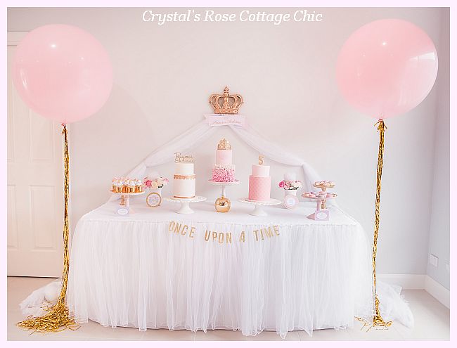 Pink Princess Party Crown Decor Wall Dessert Sweets Table