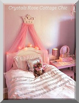 PINK PRINCESS TUTU BED CROWN CANOPY CRIB NURSERY GIRLS ROOM DECOR