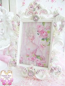 bejeweled pink rhinestone frame pearls