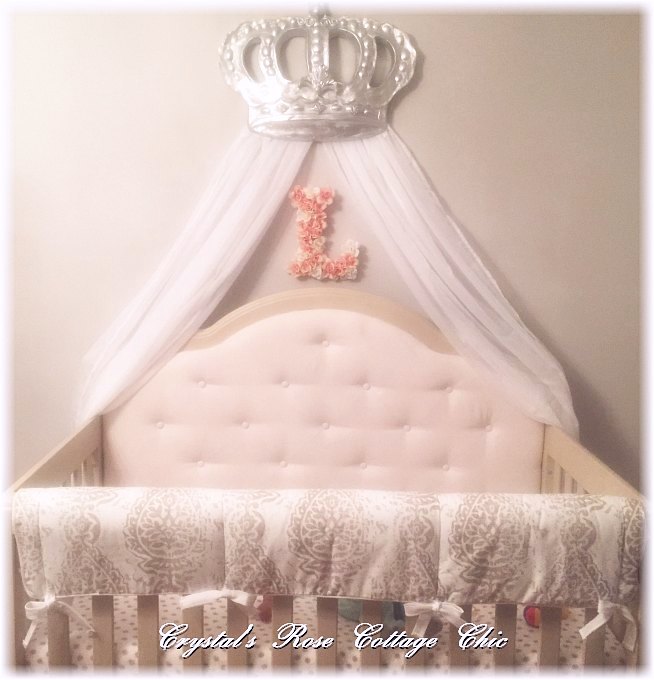 Silver Bella Bed Crown Canopy over Crib Nursery Decor