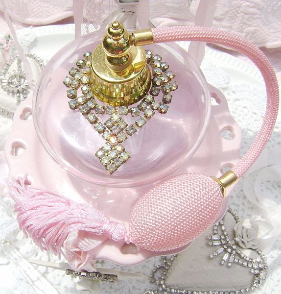 Vintage Bejeweled Pink Atomizer