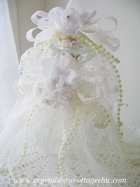Ivory and  White Romantic Shabby Chic Bridal Bottle