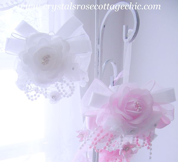 White on White Romantic Rose Bridal/Wedding Ornament
