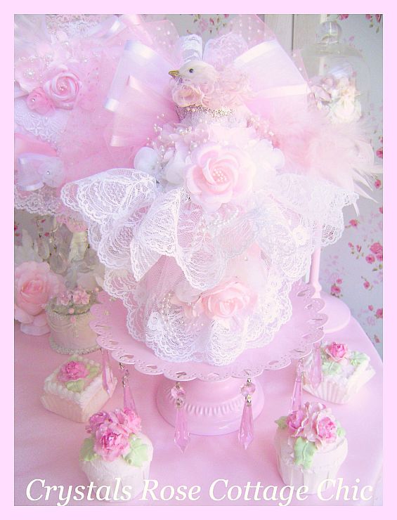Shabby Chic Romantic Pink Spring Bird Arrangement