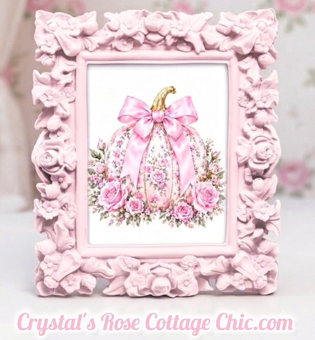 Pink Pumpkin and Roses Framed Print..Free Shipping