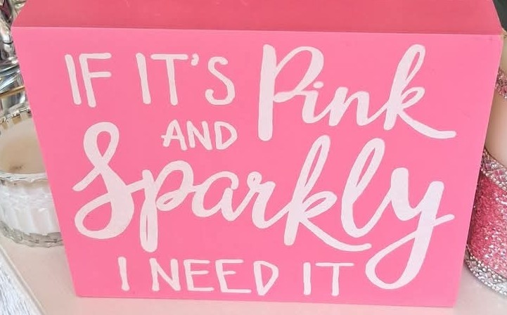 Pink and Sparkly Plaque ..Free Shipping