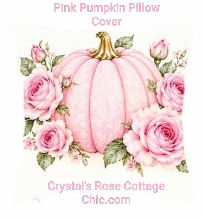 Pretty Pink Pumpkin & Roses Throw Pillow Cover...Free Shipping