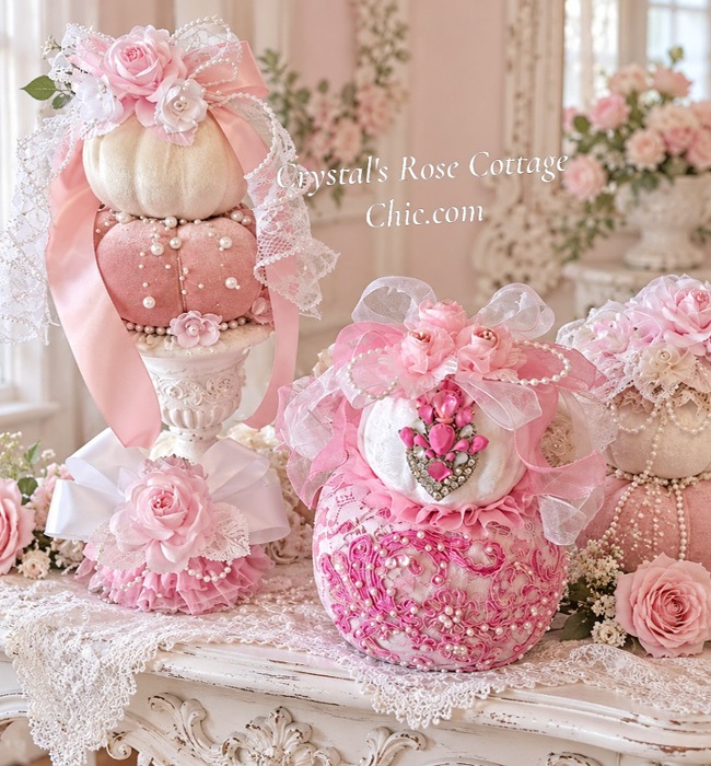 Bright Pink Lace Pumpkin Stack