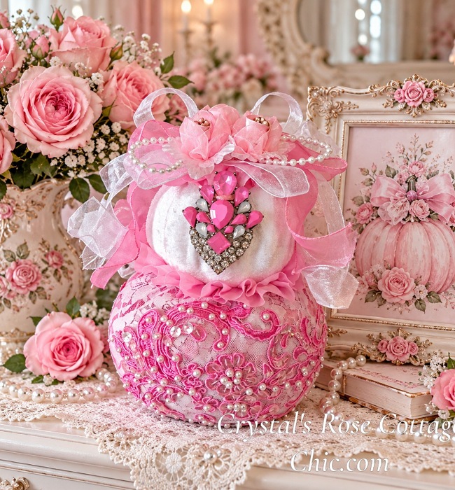 Bright Pink Lace Pumpkin Stack