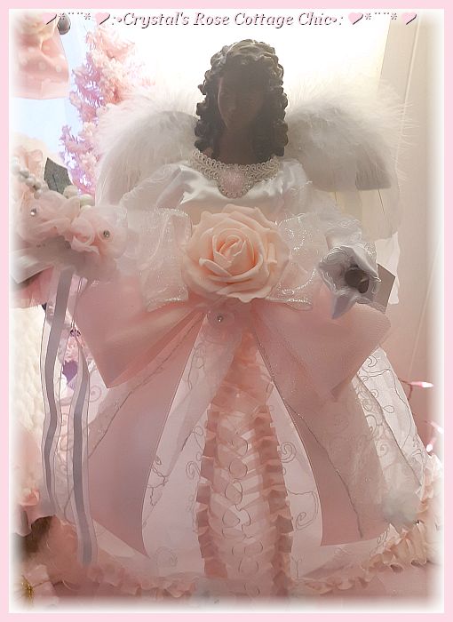 African American Angel Tree Topper in Pink....Last One