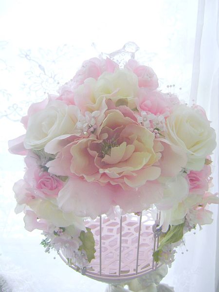 Shabby Pink Romantic Rose Bird Cage