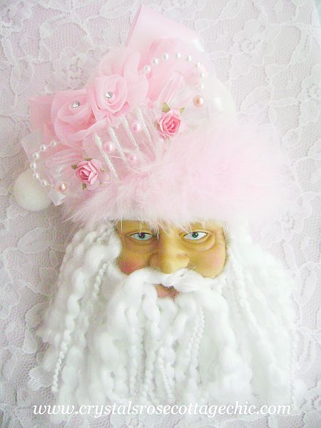 Cotton Candy Pink Santa Ornament