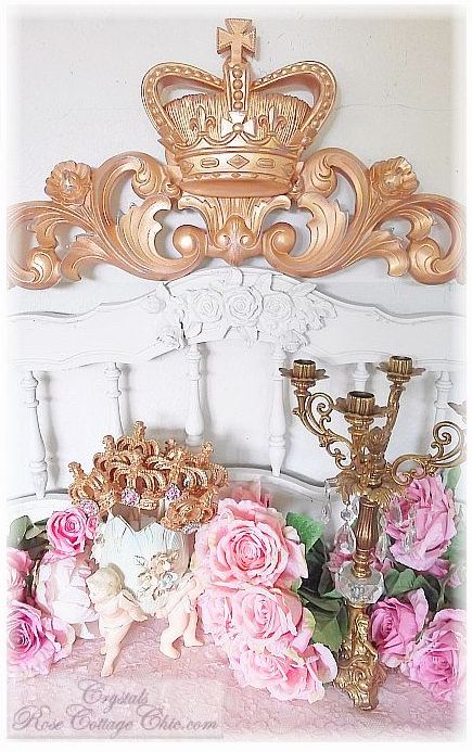 Distressed Gold Crown Scrolling Wall Decor or Bed Crown...Color Choices