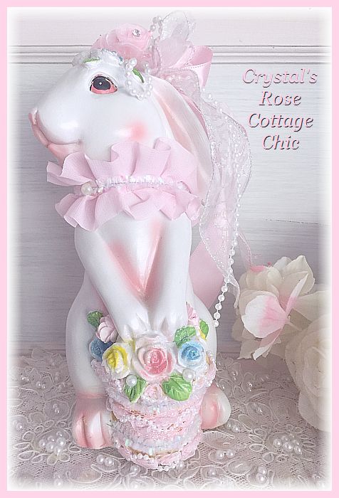 Shabby Cottage Bunny with Rose Basket