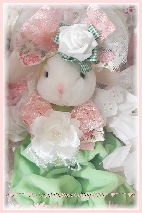 Peach Cottage Rose Easter Bunny