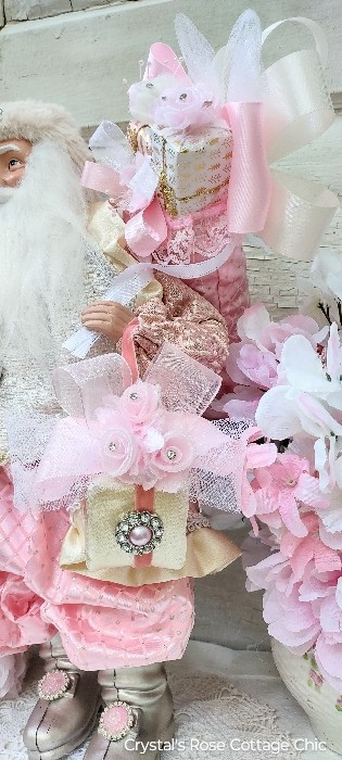 Pink Rose and Rhinestones Santa Free Shipping