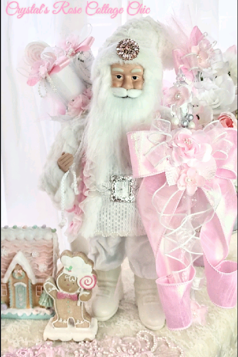 Pink Sparkle White Fur Santa