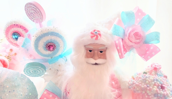 Pink blue Candyland Santa