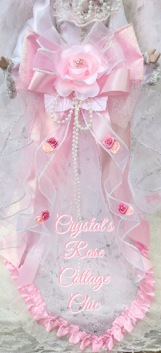 16" Pretty Pink Ribbons Angel Tree Topper...Free Shipping