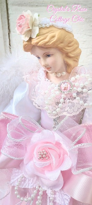 16" Pretty Pink Ribbons Angel Tree Topper...Free Shipping