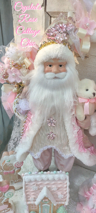 Pink Crystal Teddy Bear Santa 