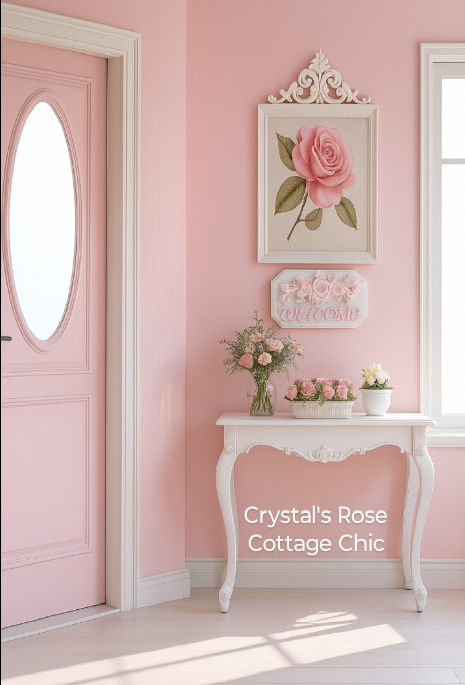 Pretty Pink Rose Welcome Plaque