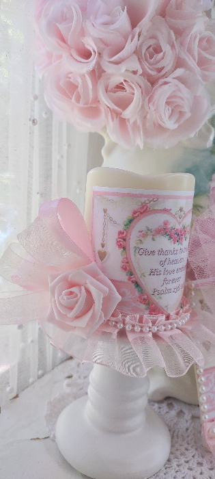 Pretty Pink Rose Psalm 13626 Led Candle...Free Shipping