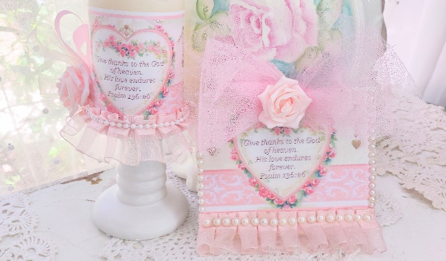 Pretty Pink Rose Psalm 13626 Led Candle...Free Shipping