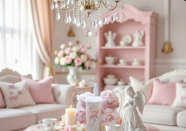 Vintage French Rose Chateaux LED Candle Shabby Chic Coquette pinkcore 