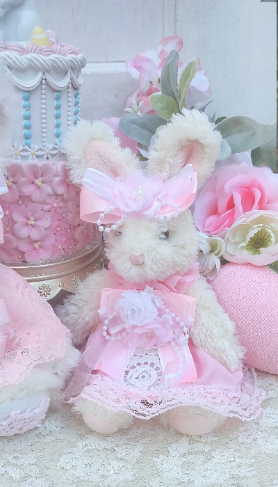 Sweet Pink Shabby Bunny ...Free Shipping