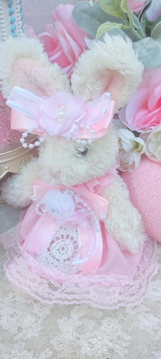 Sweet Pink Shabby Bunny ...Free Shipping