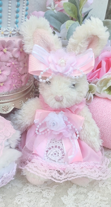 Sweet Pink Shabby Bunny ...Free Shipping
