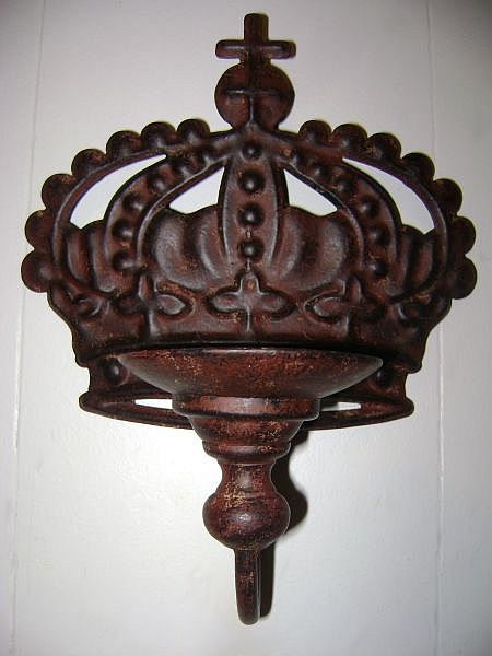 Pair French Country Metal Crown Candle Holders Sconce