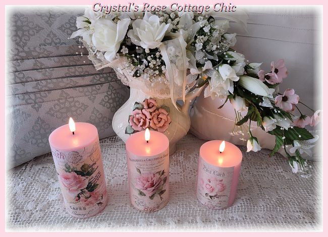 Faith Hope Love Pink Rose LED Candles