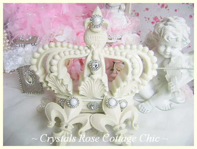 Fleur de Lis French Ivory Bed Crown Set
