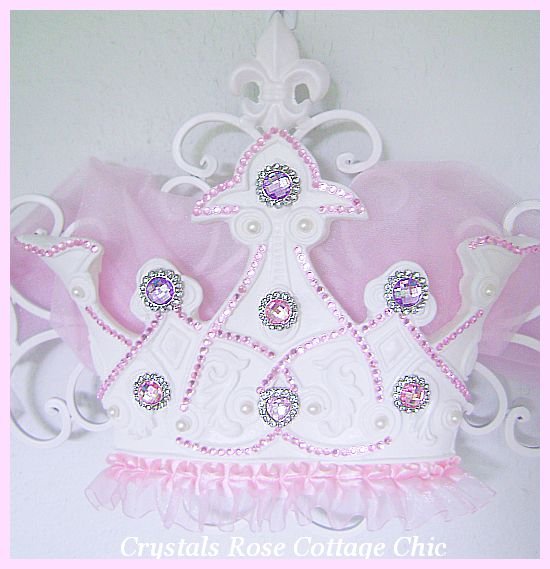 Pink and Lilac Rhinestone Princess Bed Crown Canopy Fleur de Lis