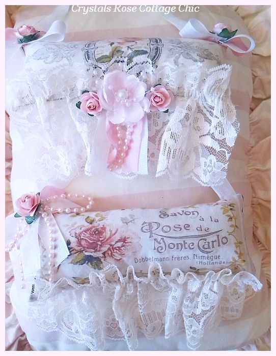 French Rose Antique White Lace Sachet