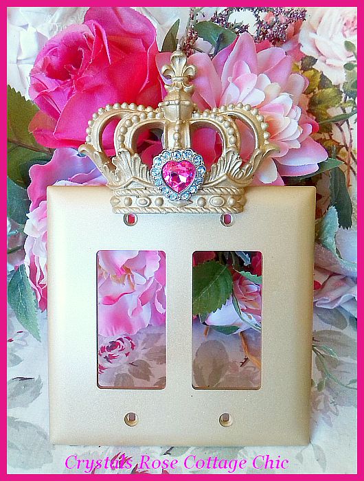 Crown Double Rocker Wall Plate with Rhinestone...Color Options