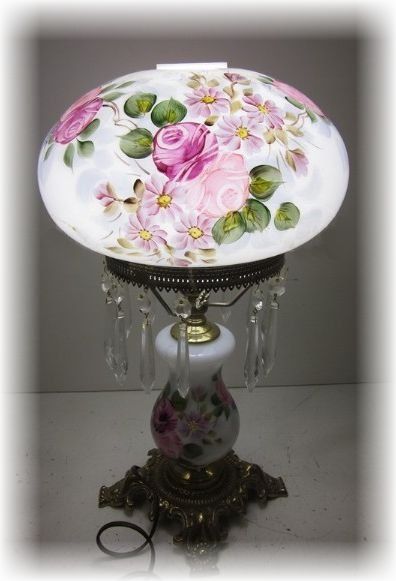 Vintage Lamp with Hand Painted Roses