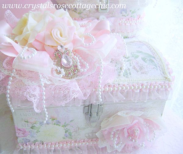 Ivory and Pink Rose Decorative Box