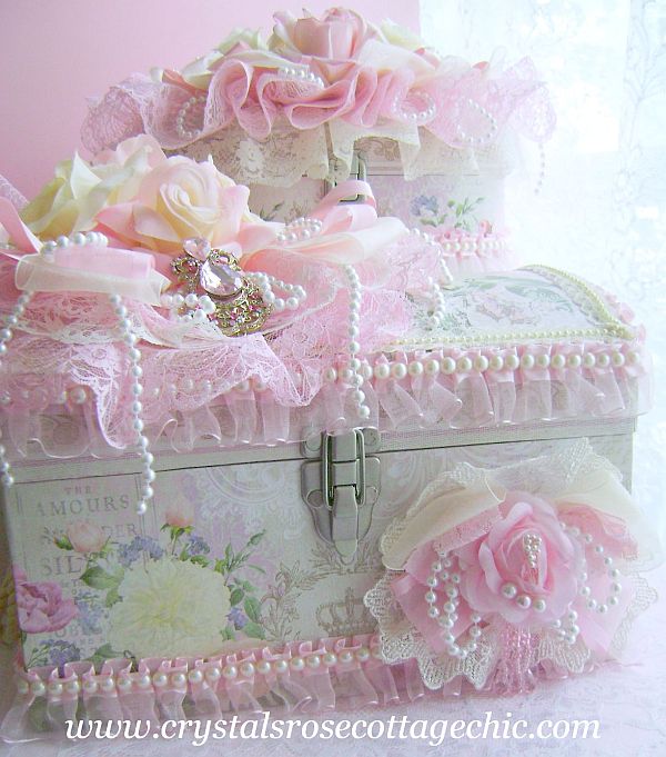 Ivory and Pink Rose Decorative Box