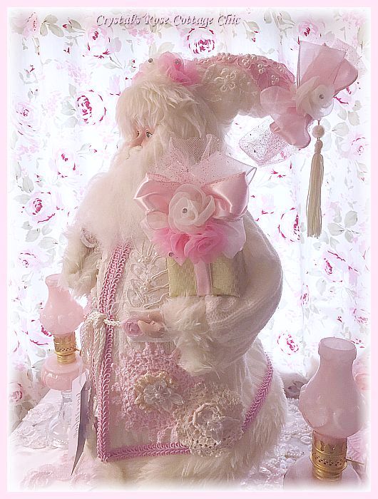 Shabby Pink Doily and Lace Santa