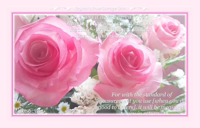 Luke 6 Verse 38 Pink Roses Photo Print...Size and Finish Choices