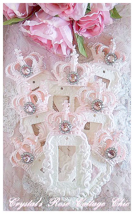 Distressed, Pink, Victorian Rose, Crown Rocker Wall Plate...Size and Color Options
