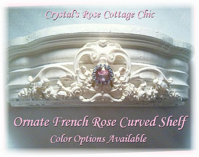 Ornate French Rose Shelf with Rhinestone...Color Options