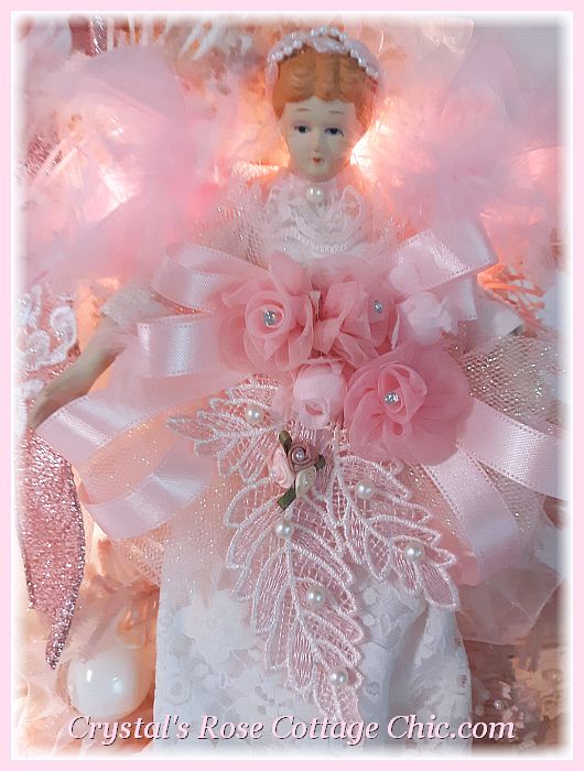 Shabby Chic Pink Angel Christmas Wreath