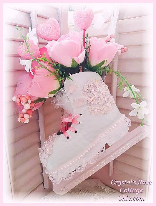 Pink Roses and Hearts Valentine's Day Ice Skate