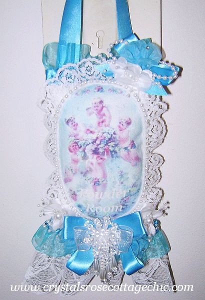 Tiffany Blue Powder Room Cherub Lace Sachet